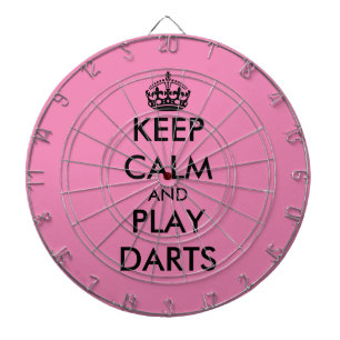 Keep calm and play darts funny pink dartboard
