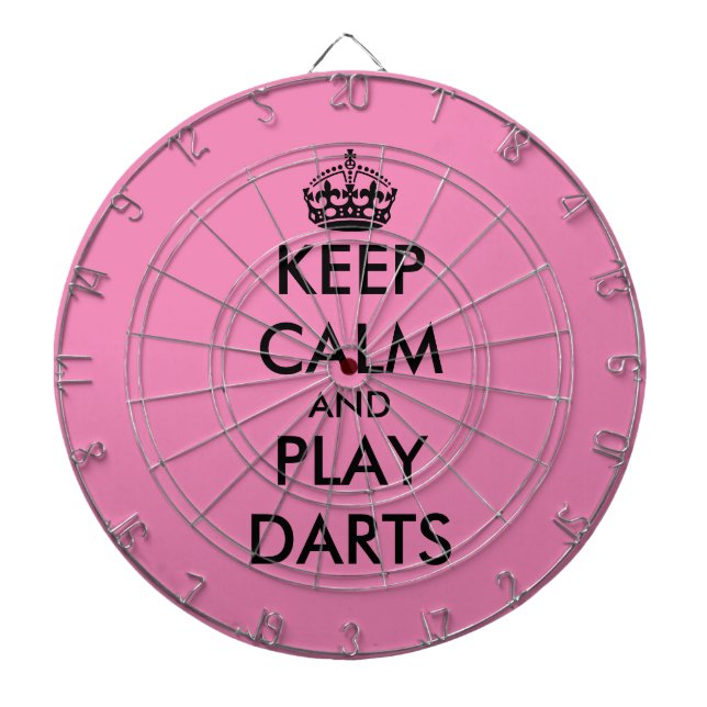 Keep calm and play darts funny pink dartboard (Front)