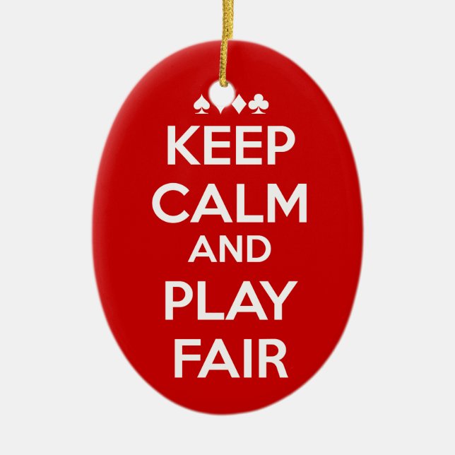 Keep Calm And Play Fair Ceramic Tree Decoration (Front)