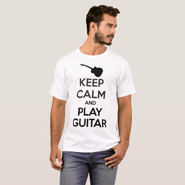 Keep Calm and Play Guitar Men White T-Shirt (Front Full)