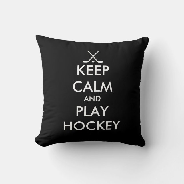 Keep calm and play hockey throw pillow (Front)