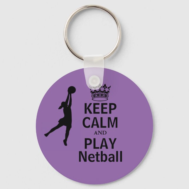 Keep Calm and Play Netball Design Key Ring (Front)