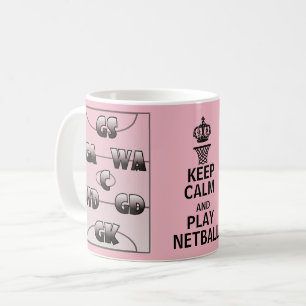 Keep Calm and Play Netball Positions Coffee Mug