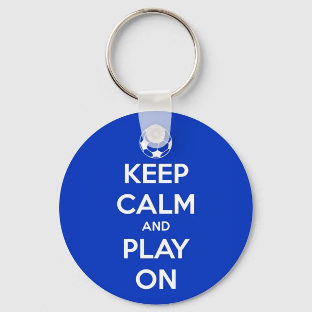 Keep Calm and Play On Blue Key Ring (Front)