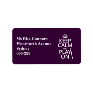 Keep Calm and Play On (clarinet) (any colour) Label