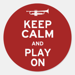 Keep Calm and Play On Classic Round Sticker