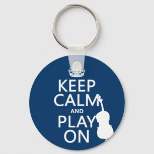 Keep Calm and Play On (double bass) Key Ring