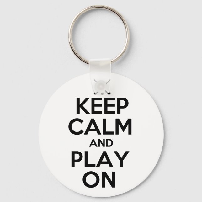 Keep Calm and Play On - Field Hockey Key Ring (Front)