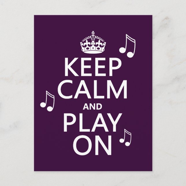 Keep Calm and Play on - music notes - all colours Postcard (Front)