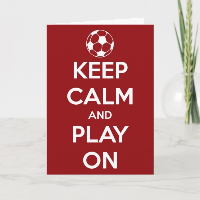 Keep Calm and Play On Red Greeting Card (Front)