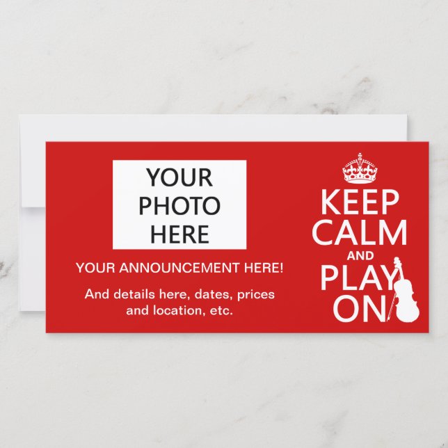 Keep Calm and Play On (violin)(any colour) Announcement (Front)