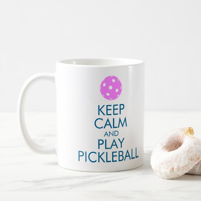 "KEEP CALM AND PLAY PICKLEBALL" Coffee Mug (With Donut)