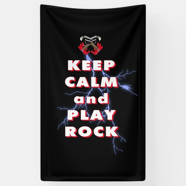 Keep calm and play rock banner (Vertical)
