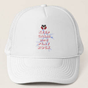 Keep calm and play rock trucker hat