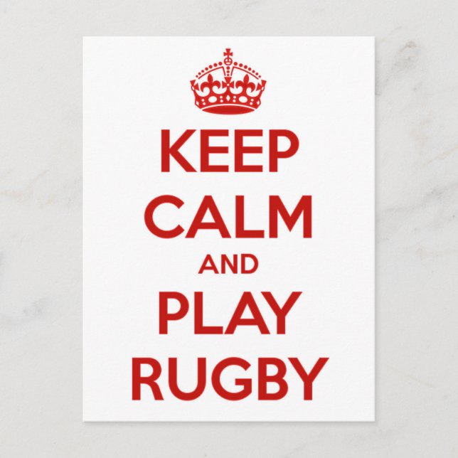 Keep Calm And Play Rugby Postcard (Front)