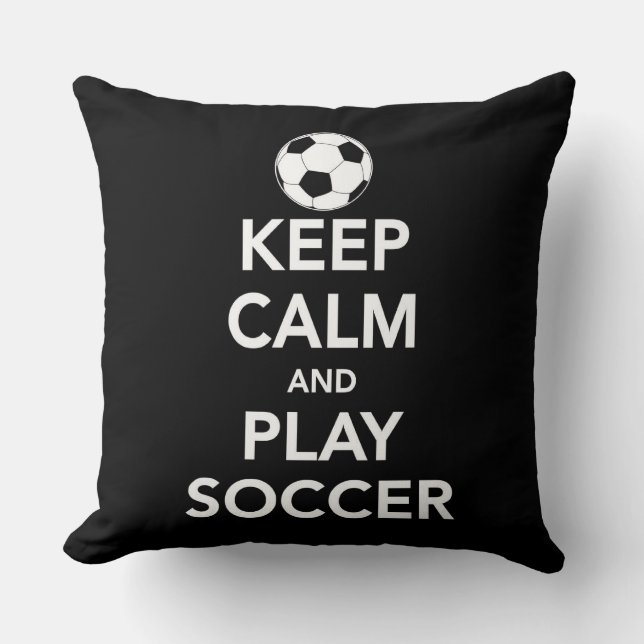 Keep Calm and play Soccer Throw Pillow (Front)