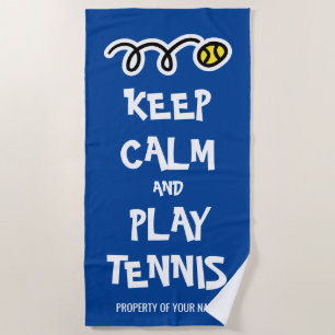 Keep calm and play tennis funny beach towel gift