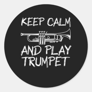 keep calm and play trumpet classic round sticker