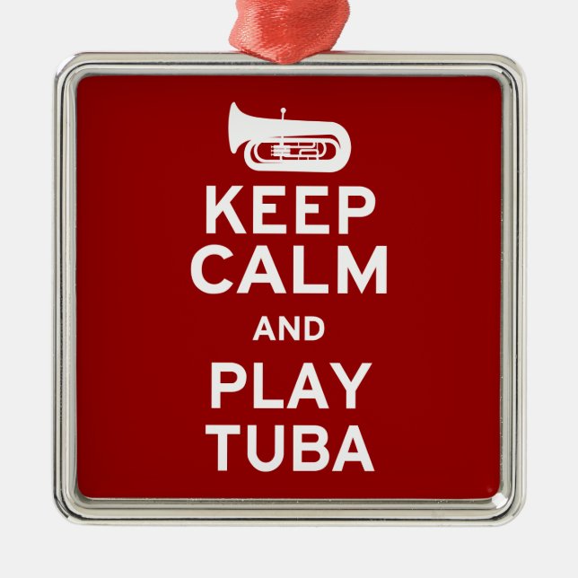 Keep Calm and Play Tuba Metal Tree Decoration (Front)