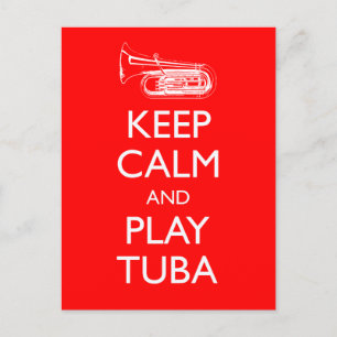 Keep calm and play tuba postcard