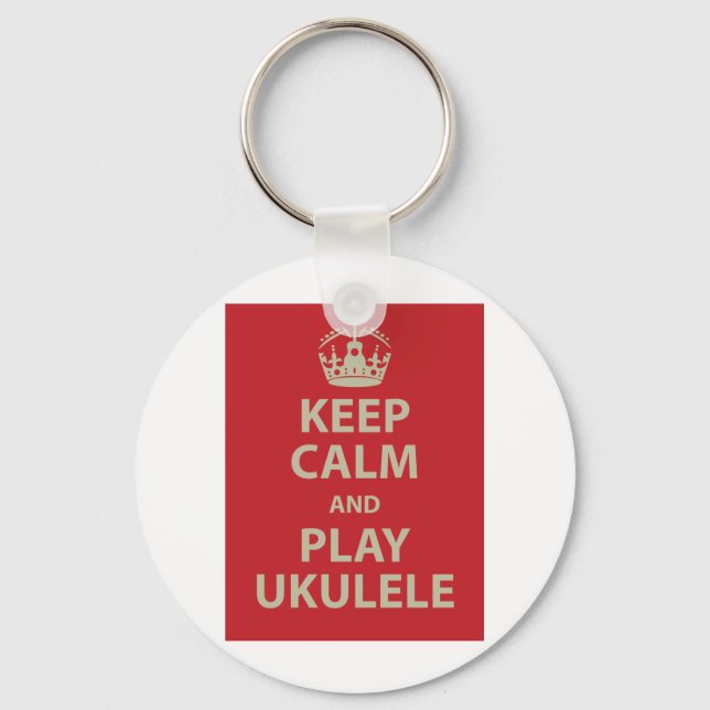 Keep Calm and Play Ukulele Key Ring (Front)