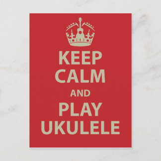 Keep Calm and Play Ukulele Postcard