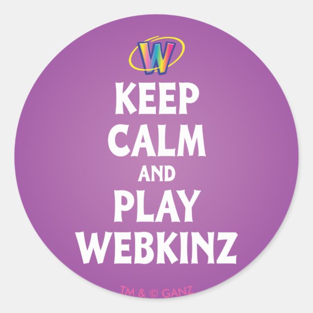 Keep Calm And Play Webkinz Classic Round Sticker (Front)