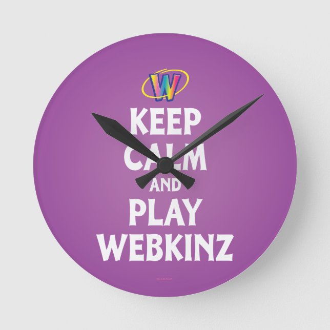 Keep Calm And Play Webkinz Round Clock (Front)