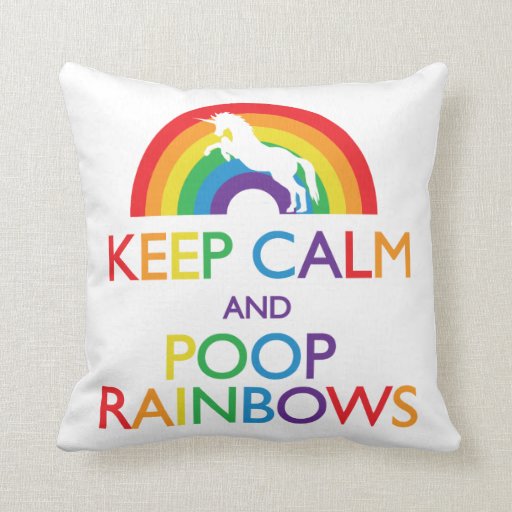 Image of Keep Calm and Poop Rainbows Unicorn Cushion