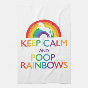 Keep Calm and Poop Rainbows Unicorn Tea Towel