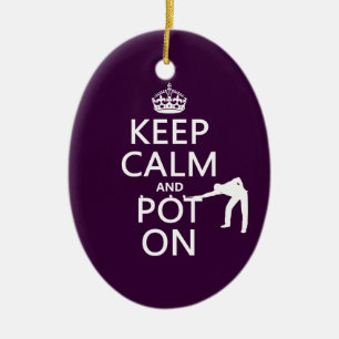 Keep Calm and Pot On (Snooker/Pool) Ceramic Tree Decoration