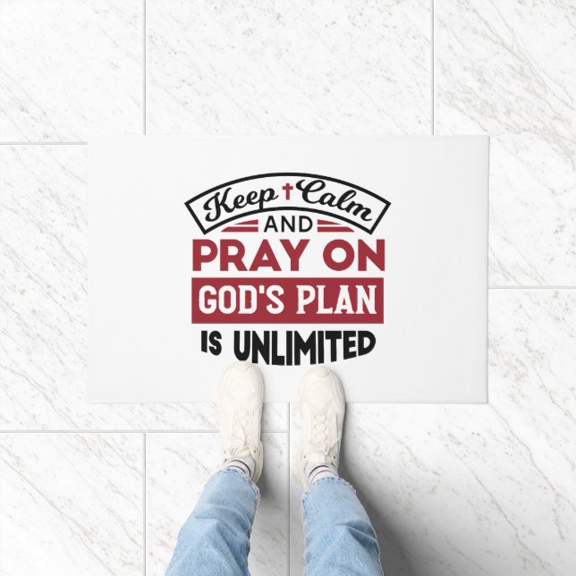 Keep Calm and Pray God's Plan Is Unlimited Quote Doormat (Indoor)