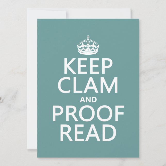Keep Calm and Proofread (clam) (any colour) Invitation (Front)