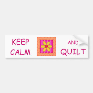 Keep Calm and Quilt Applique Flower Block Bumper Sticker