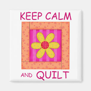 Keep Calm and Quilt Applique Flower Block Magnet