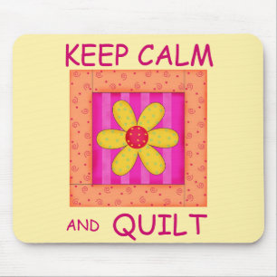 Keep Calm and Quilt Applique Flower Block Mouse Mat