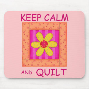 Keep Calm and Quilt Applique Flower Block Mouse Mat