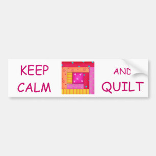 Keep Calm and Quilt Colourful Log Cabin Block Bumper Sticker