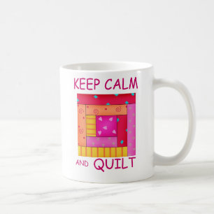 Keep Calm and Quilt Colourful Log Cabin Block Coffee Mug