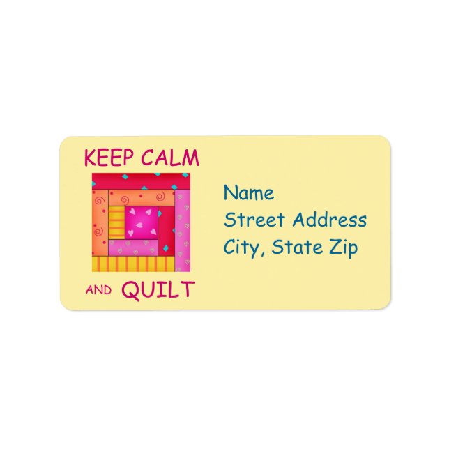 Keep Calm and Quilt Colourful Log Cabin Block Label (Front)