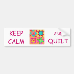 Keep Calm and Quilt Colourful Patchwork Blocks Bumper Sticker