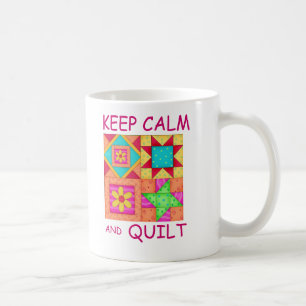 Keep Calm and Quilt Colourful Patchwork Blocks Coffee Mug