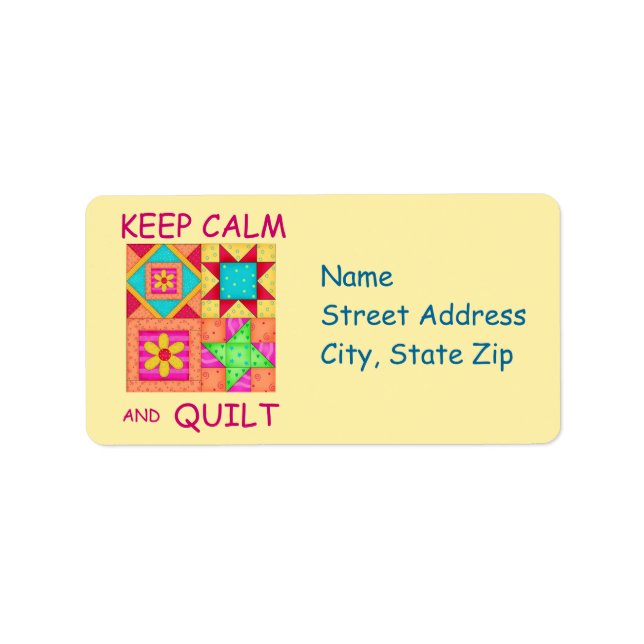 Keep Calm and Quilt Colourful Patchwork Blocks Label (Front)