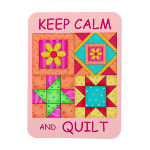 Keep Calm and Quilt Colourful Patchwork Blocks Magnet