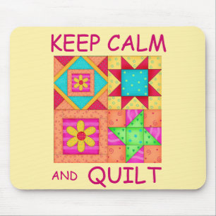 Keep Calm and Quilt Colourful Patchwork Blocks Mouse Mat