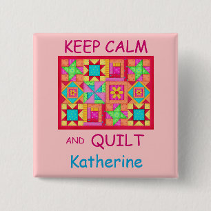 Keep Calm and Quilt Multi Block Patchwork Quilt 15 Cm Square Badge