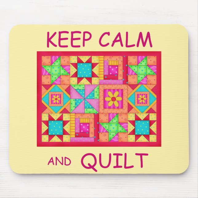 Keep Calm and Quilt Multi Block Patchwork Quilt Mouse Mat (Front)