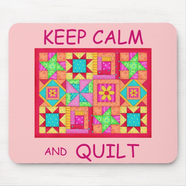 Keep Calm and Quilt Multi Block Patchwork Quilt Mouse Mat (Front)