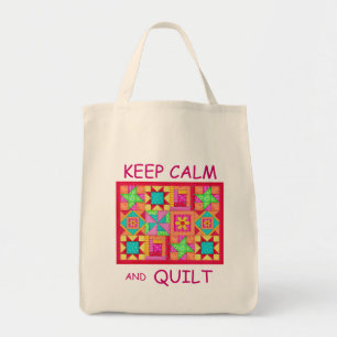 Keep Calm and Quilt Multi Block Patchwork Quilt Tote Bag