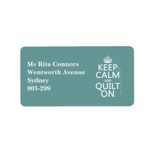 Keep Calm and Quilt On - available in all colours Label
